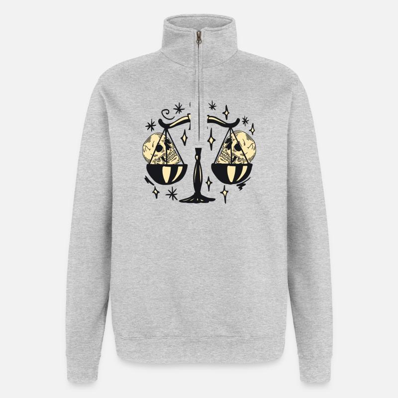 Waage mit Totenköpfen - Quarter-Zip-Sweatshirt - Grau meliert