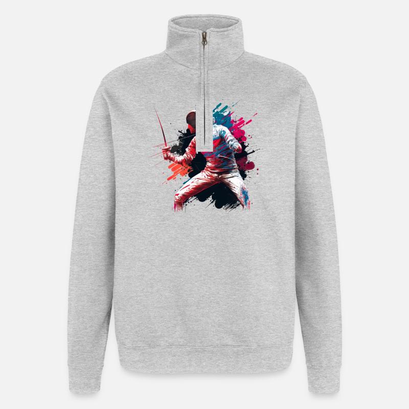 Couleur Explosif Escrimeur Graffiti - Sweat à zip 1/4 - gris chiné
