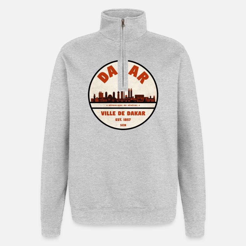 Dakar Sénégal - Sweat à zip 1/4 - gris chiné