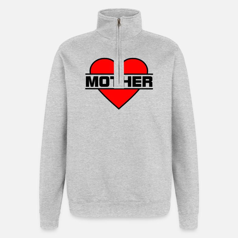 Herz Liebe Mutter - Quarter-Zip-Sweatshirt - Grau meliert
