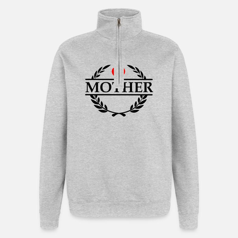 Lorbeerkranz Ich liebe Mutter - Quarter-Zip-Sweatshirt - Grau meliert