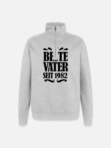Bester Vater seit 1982 - Quarter-Zip-Sweatshirt - Grau meliert