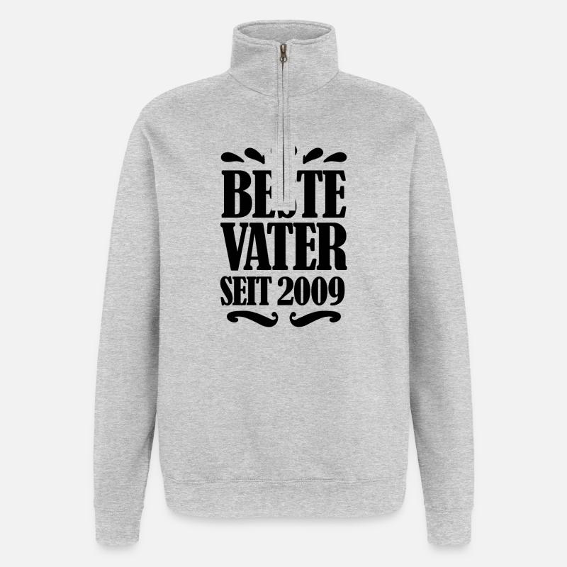 Bester Vater seit 2009 - Quarter-Zip-Sweatshirt - Grau meliert