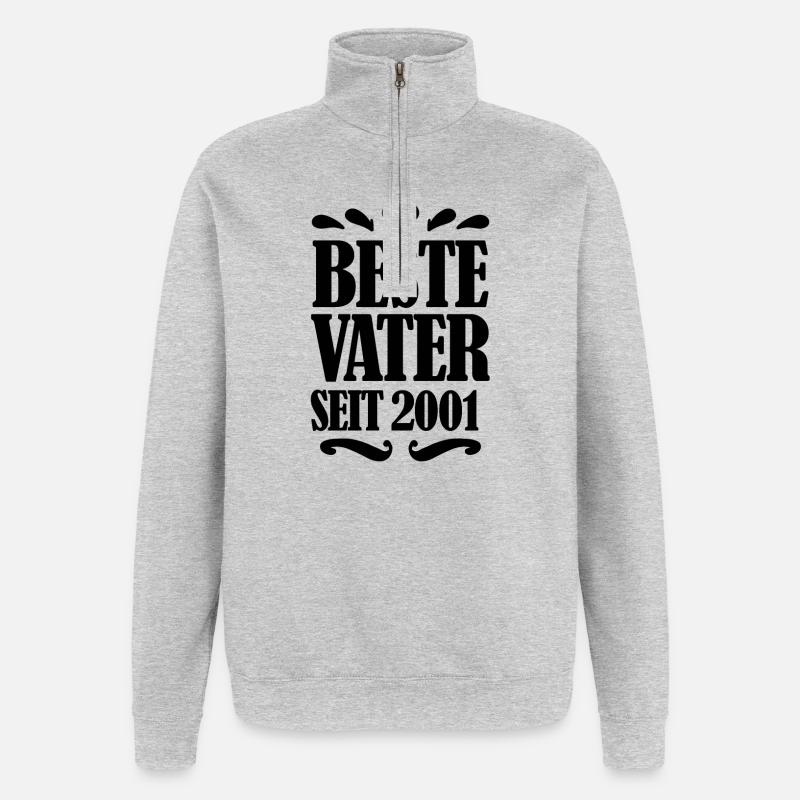 Bester Vater seit 2001 - Quarter-Zip-Sweatshirt - Grau meliert