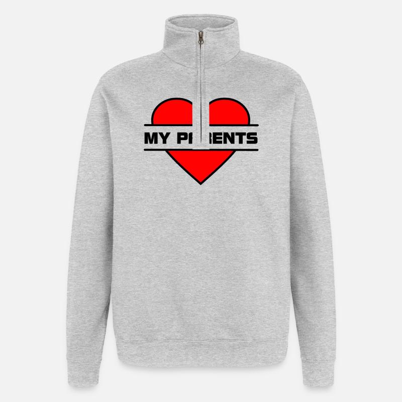 Liebe dein Herz 038 - Quarter-Zip-Sweatshirt - Grau meliert