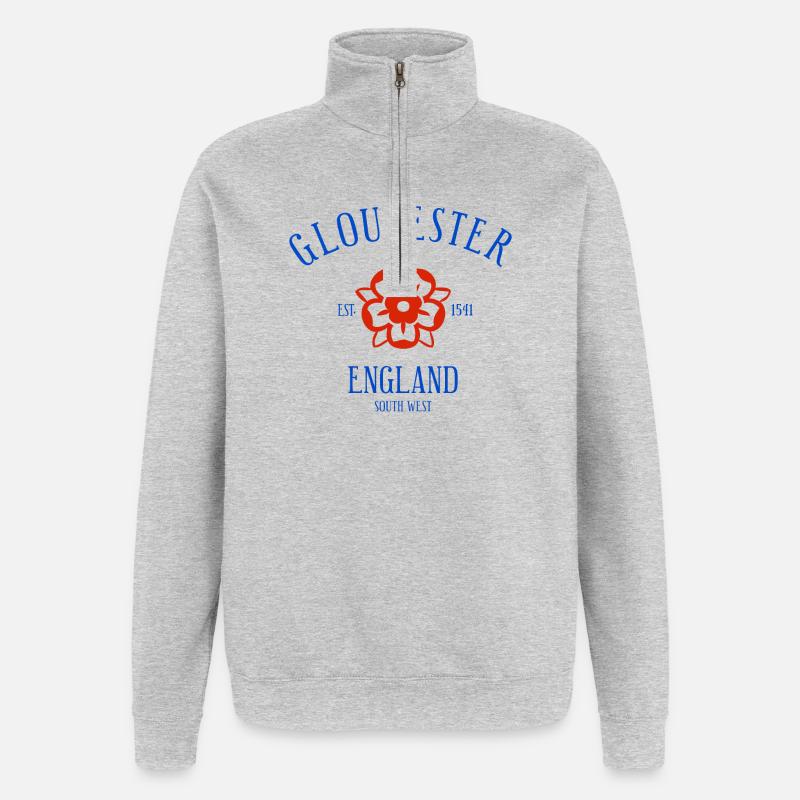 GLOUCESTER Angleterre - Sweat à zip 1/4 - gris chiné