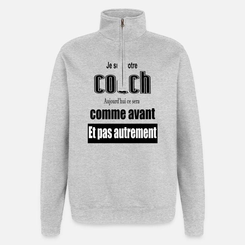 Parole de coach - Sweat à zip 1/4 - gris chiné
