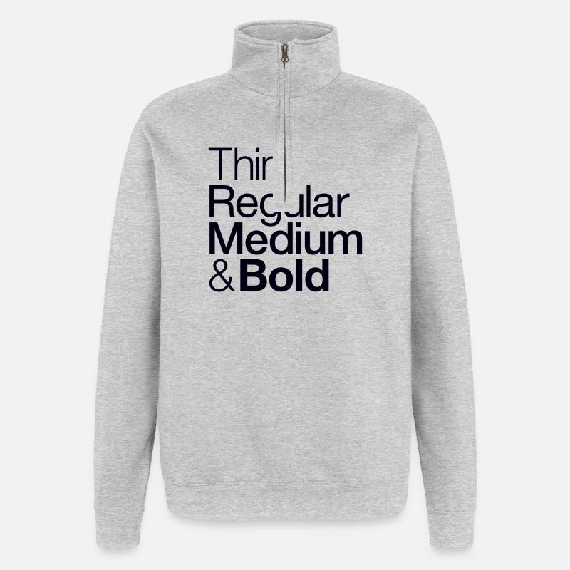 Typograph - Typografie - Design - Quarter-Zip-Sweatshirt - Grau meliert