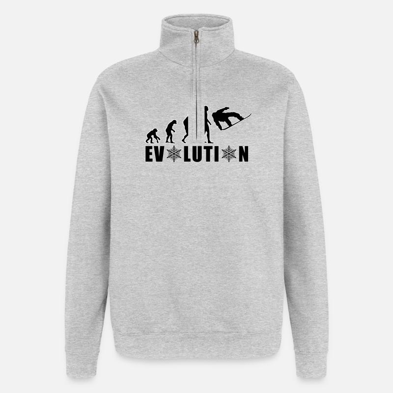 EVOLUTION SNOWBOARD Snow Winter Gift - Quarter-Zip Sweatshirt - heather grey