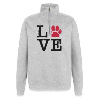 LIEBE - Quarter-Zip-Sweatshirt - Grau meliert - Vorne - AI Model Female 172 light (172cm) & AI Model Male 178 dark (178cm)