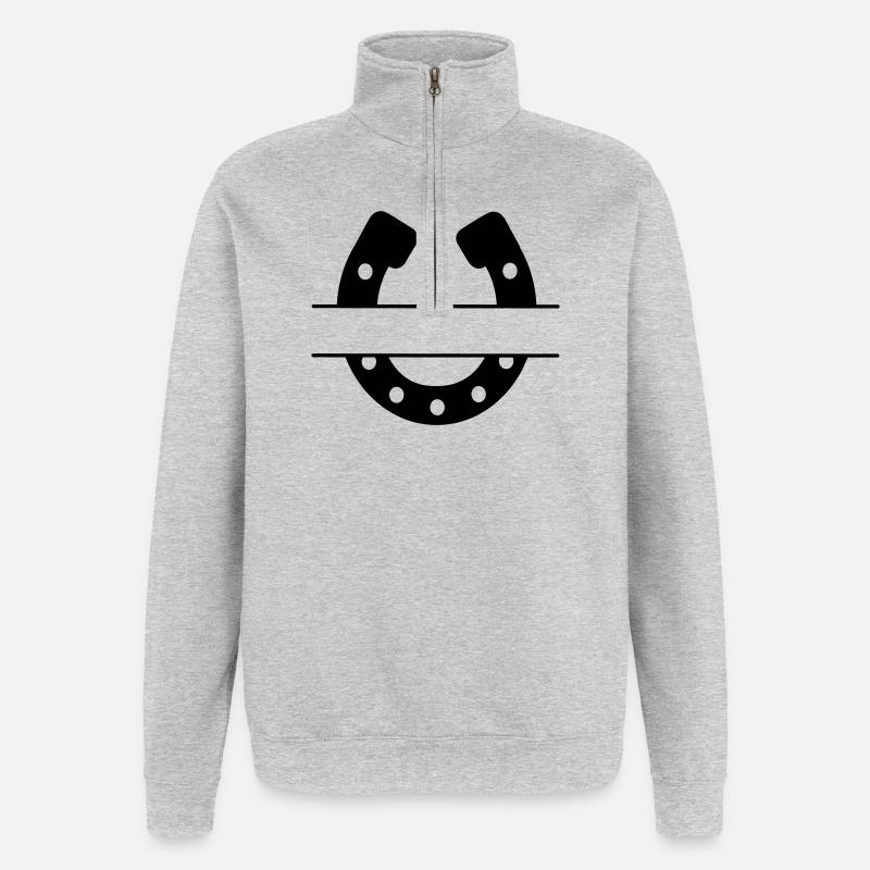 Hufeisen Bedeutung von Glück - Quarter-Zip-Sweatshirt - Grau meliert