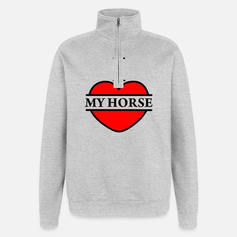 Ich liebe mein Pferd - Quarter-Zip-Sweatshirt - Grau meliert