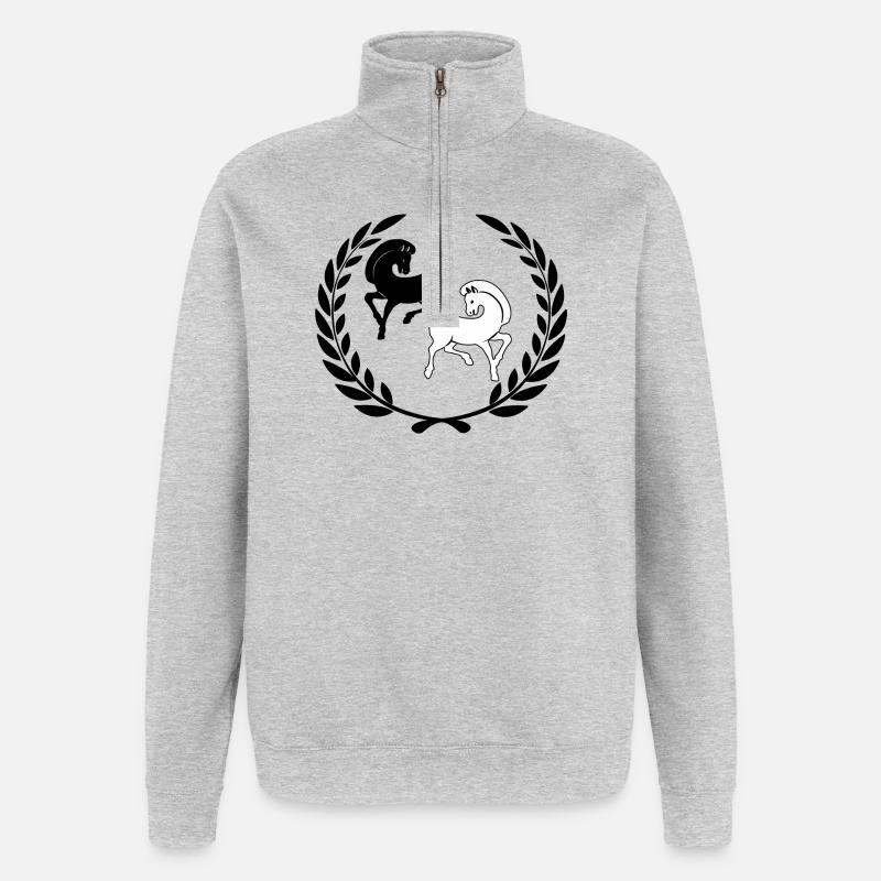 Lorbeerkranz mit zwei Pferden - Quarter-Zip-Sweatshirt - Grau meliert