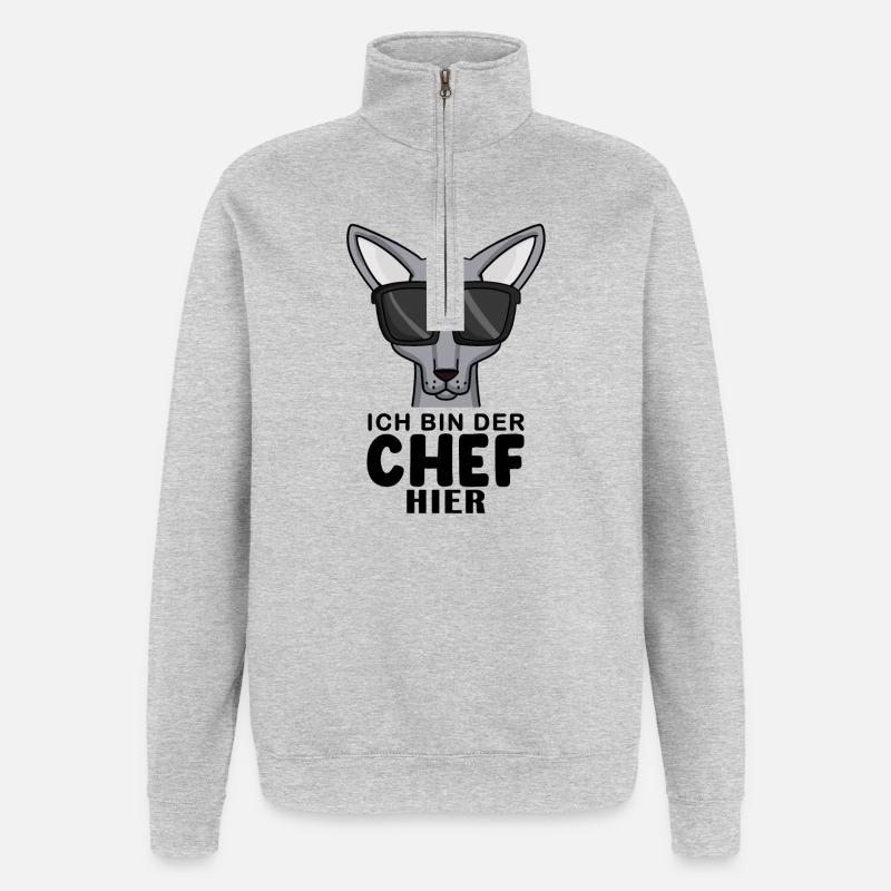 coole Katze - Sphynx Katze Spruch - Quarter-Zip-Sweatshirt - Grau meliert
