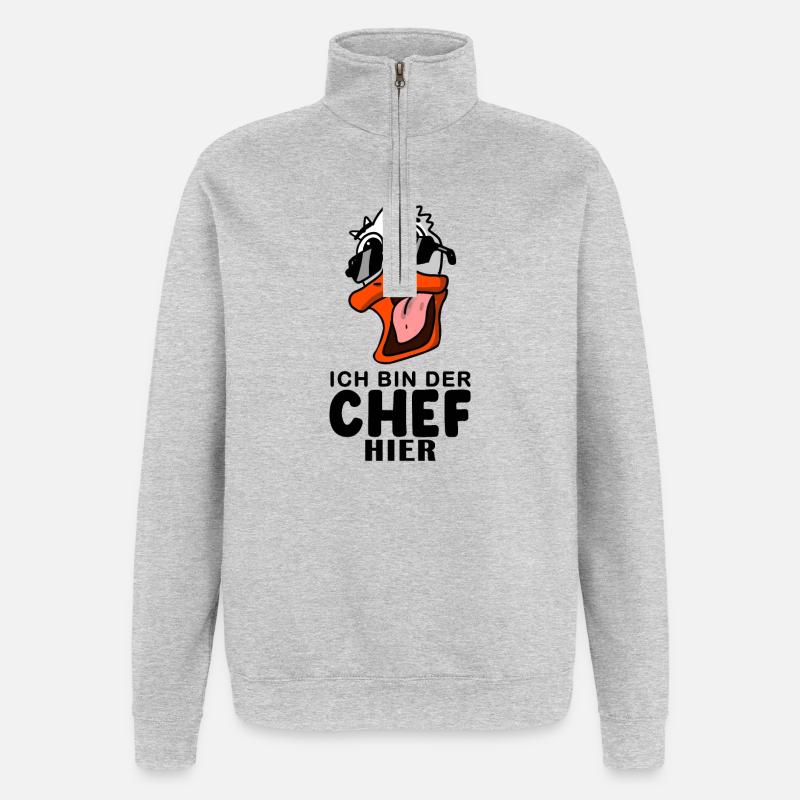 Cool Ente Chef Spruch - Quarter-Zip-Sweatshirt - Grau meliert