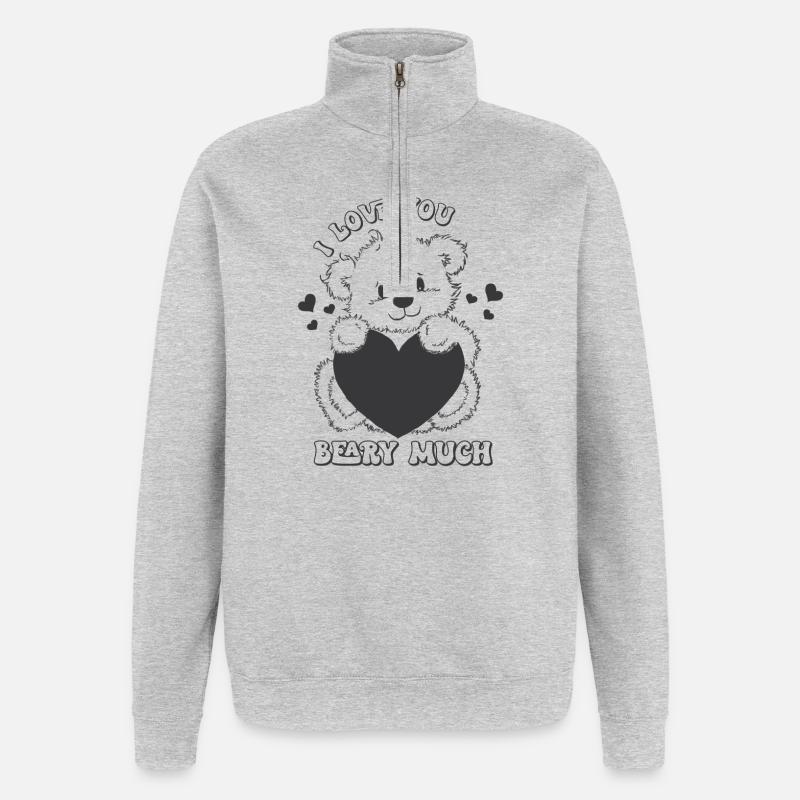 Je t’aime baissier très rétro-valentines - Sweat à zip 1/4 - gris chiné
