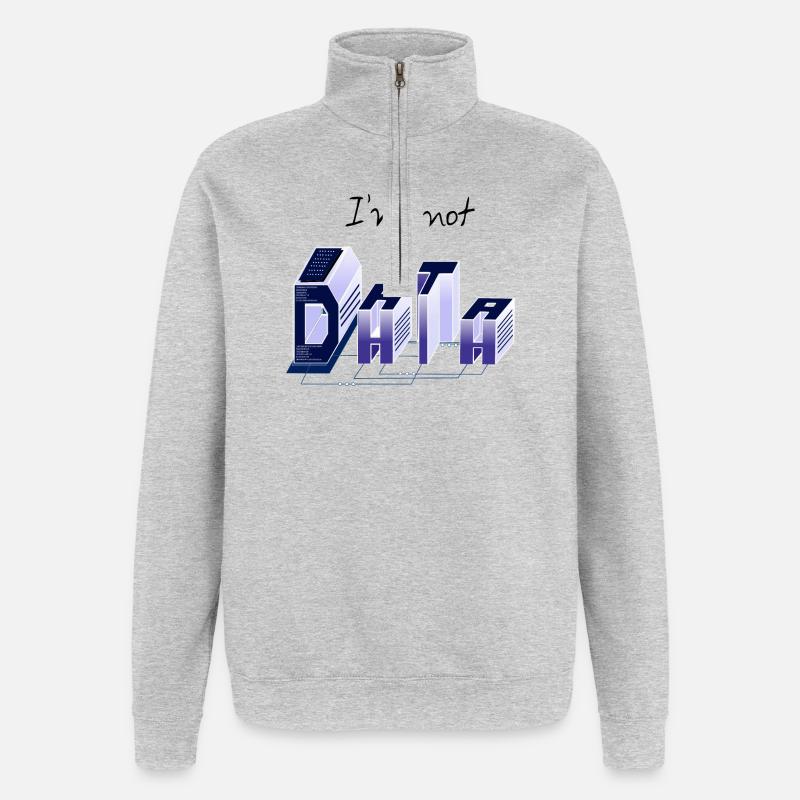 Je suis pas un DATA - Sweat à zip 1/4 - gris chiné