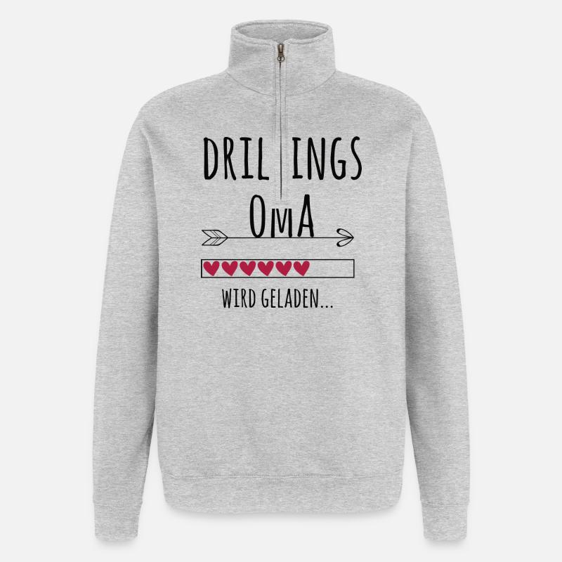 werdende Drillingsoma Schwangerschaft Drillinge - Quarter-Zip-Sweatshirt - Grau meliert