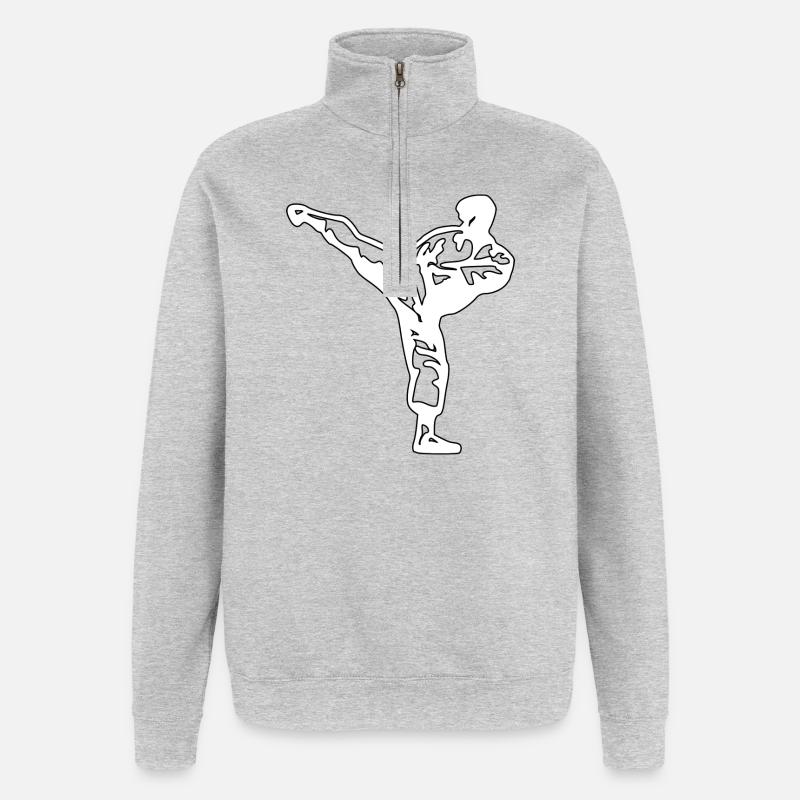 karate weiss - Quarter-Zip-Sweatshirt - Grau meliert