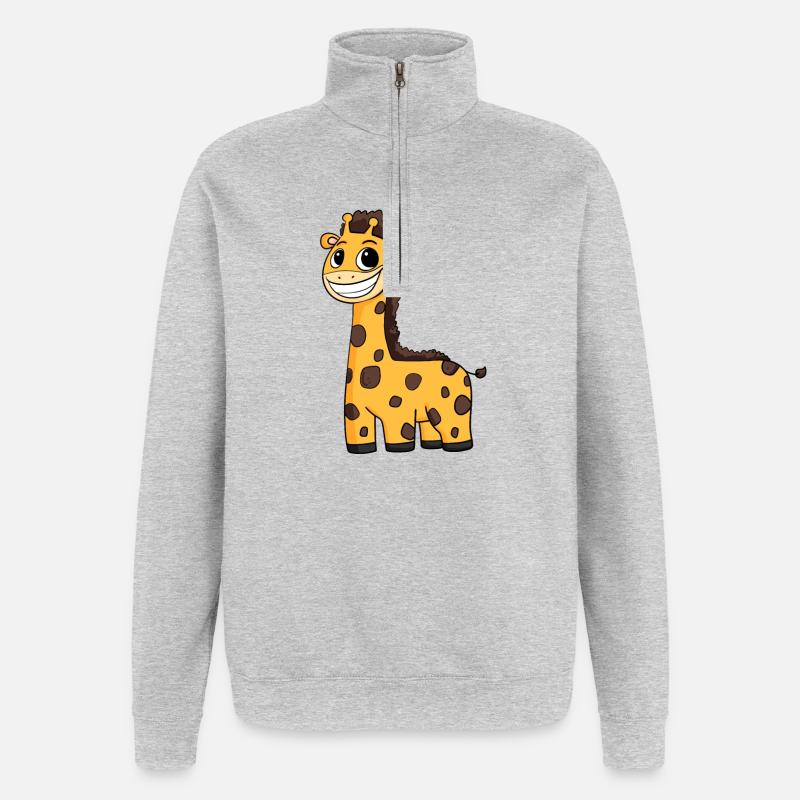 Giraffe Kinder Motiv Niedlich - Quarter-Zip-Sweatshirt - Grau meliert