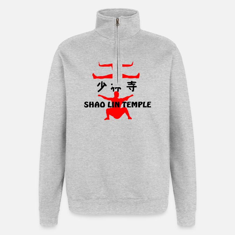 Kung Fu Shaolin Tempel - Quarter-Zip-Sweatshirt - Grau meliert