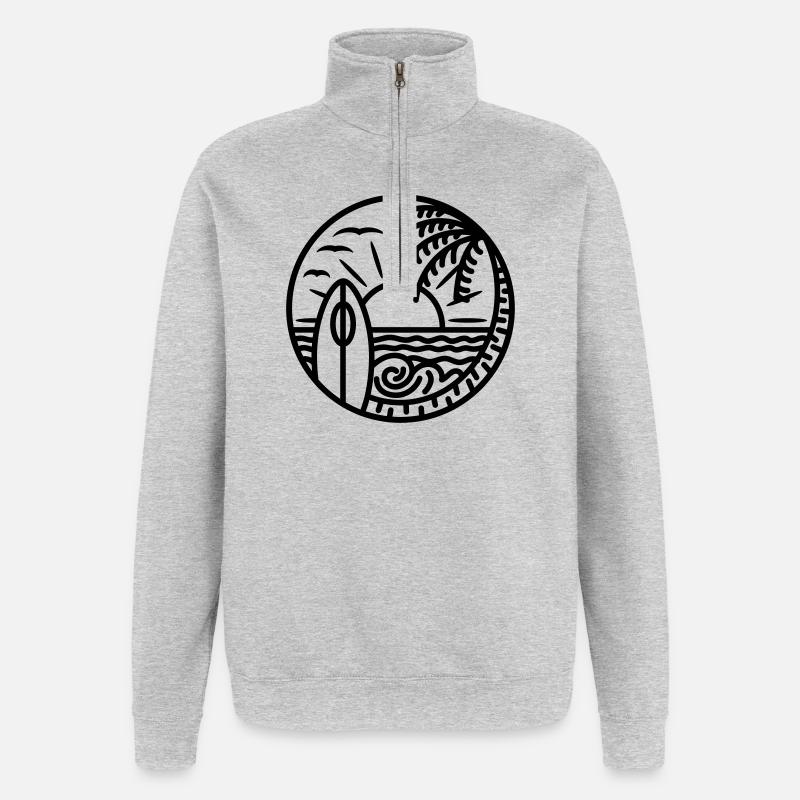 Beach please - Quarter-Zip-Sweatshirt - Grau meliert