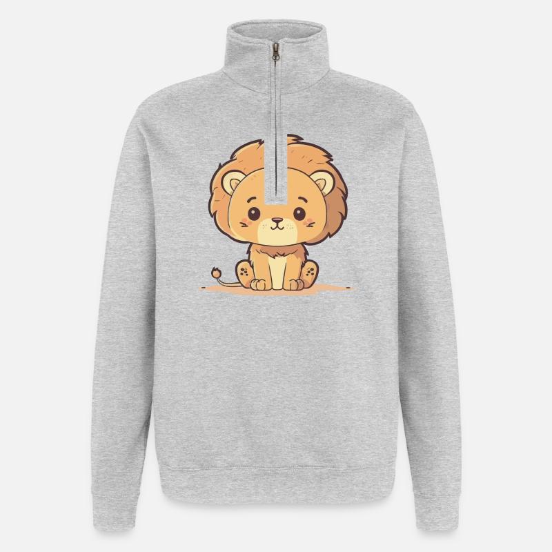 Lion cub - Quarter-Zip Sweatshirt - heather grey