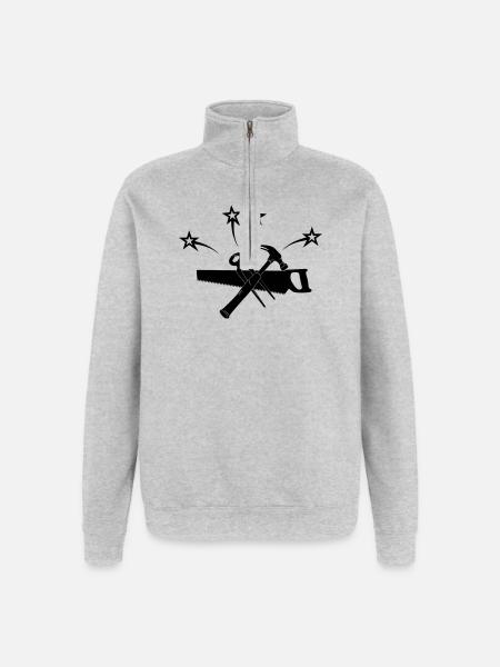 Hammersägezange vier Sterne - Quarter-Zip-Sweatshirt - Grau meliert