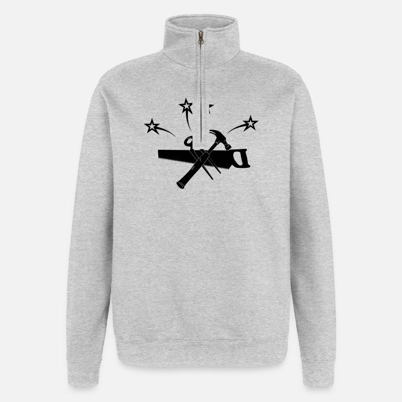 Hammersägezange vier Sterne - Quarter-Zip-Sweatshirt - Grau meliert
