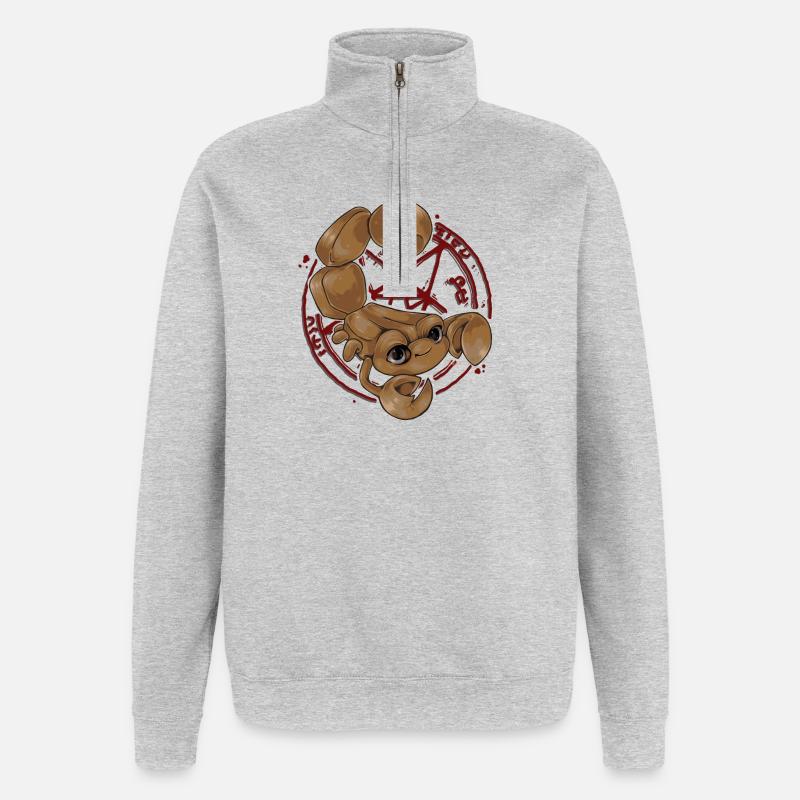 Scorpion piégé - Sweat à zip 1/4 - gris chiné