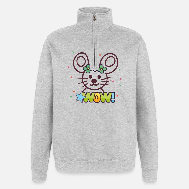 Carnaval, Carnaval, Souris - Sweat à zip 1/4 - gris chiné