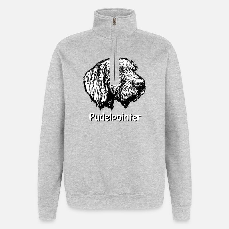 Pudelpointer Portrait - Sweat à zip 1/4 - gris chiné