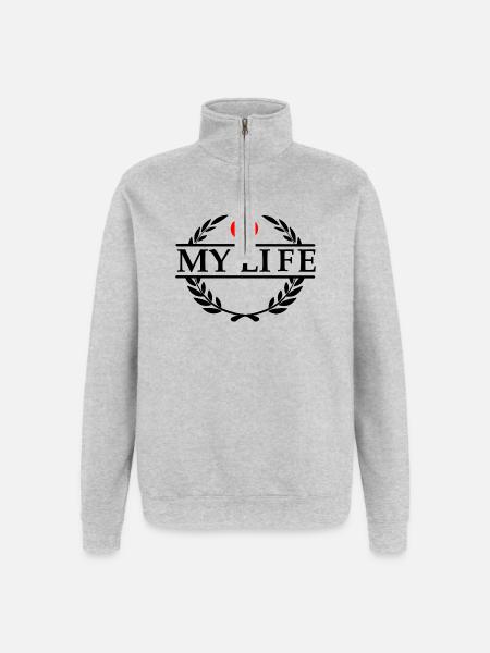 Elsker dit hjerte 020 - Sweatshirt med 1/4 lynlås - grå meleret