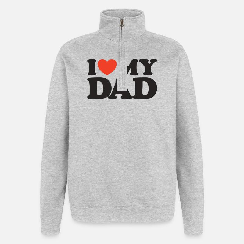J’aime ma chemise Dad Heart - Sweat à zip 1/4 - gris chiné