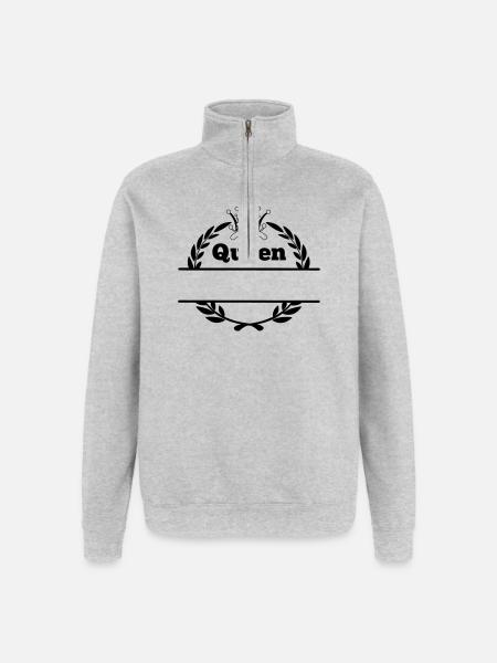 Queen in laurel wreath and crown - Quarter-Zip Sweatshirt - heather grey