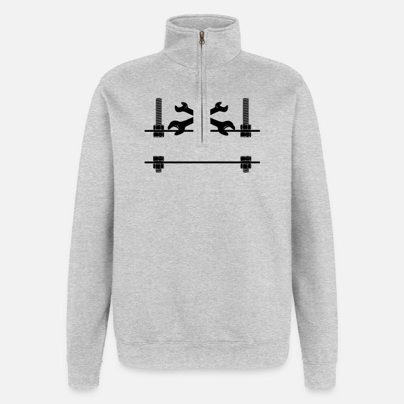 Logo-Mechaniker - Quarter-Zip-Sweatshirt - Grau meliert
