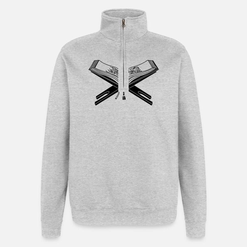 Koranlogo heiliges Buch - Quarter-Zip-Sweatshirt - Grau meliert