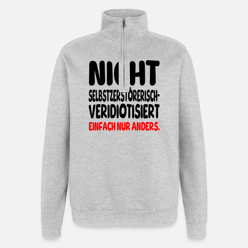 einfach nur anders - Quarter-Zip-Sweatshirt - Grau meliert