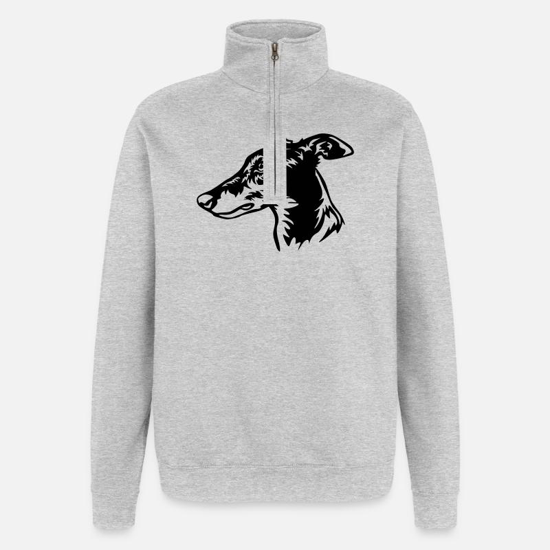 Greyhound Kopf - Quarter-Zip-Sweatshirt - Grau meliert