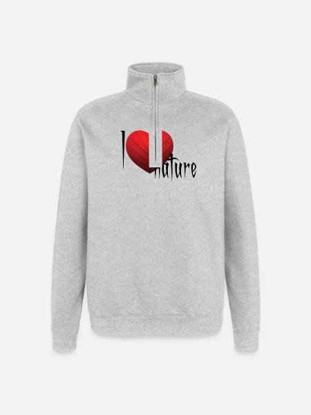 Coeur Veiné Rouge - Sweat à zip 1/4 - gris chiné