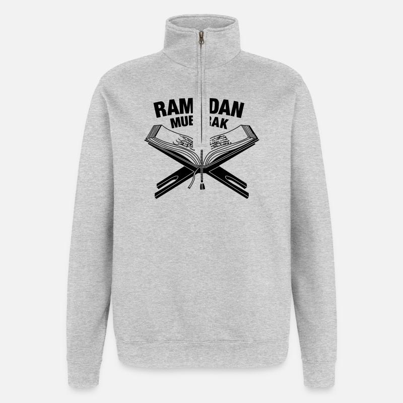 Koran Ramadan Mubarak - Quarter-Zip-Sweatshirt - Grau meliert