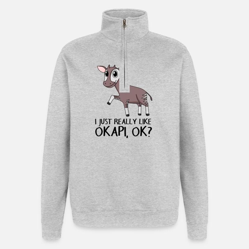 Okapi - Sweat à zip 1/4 - gris chiné