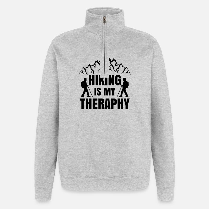 Gipfel Bergwandern Wandern Wanderer Statement - Quarter-Zip-Sweatshirt - Grau meliert