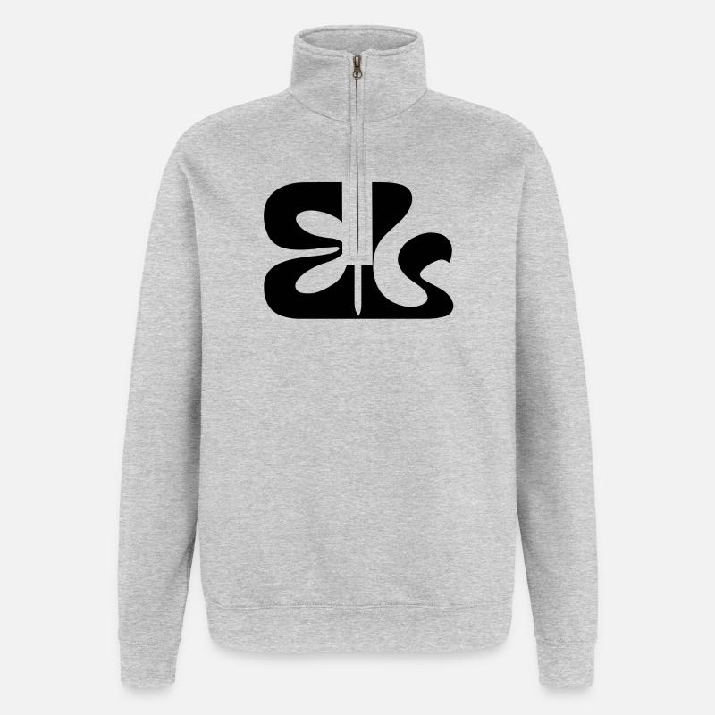 Logo Noir - Sweat à zip 1/4 - gris chiné