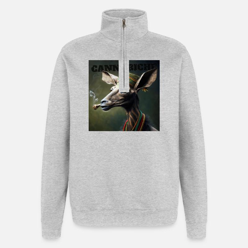 Cannabiche 04 with typography - Quarter-Zip Sweatshirt - heather grey