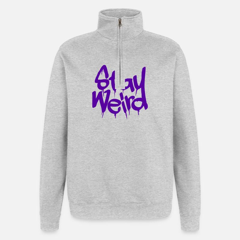 BLEIB SELTSAM VIOLETT - Quarter-Zip-Sweatshirt - Grau meliert