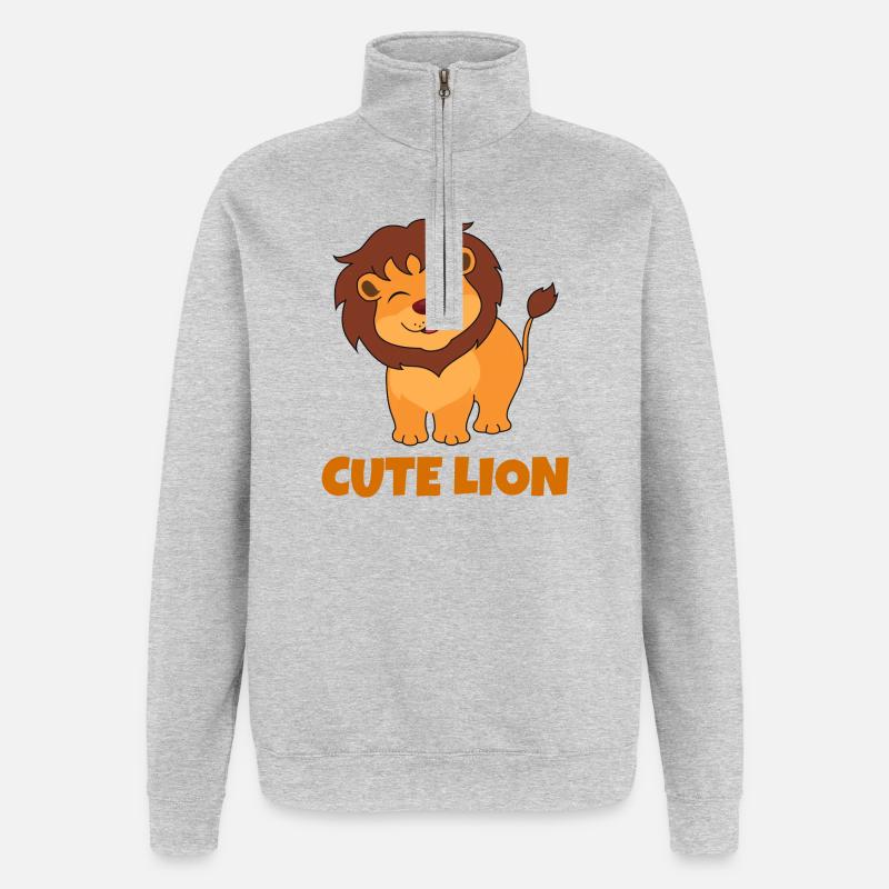 Löwe, niedlicher Löwe, Savanne - Quarter-Zip-Sweatshirt - Grau meliert
