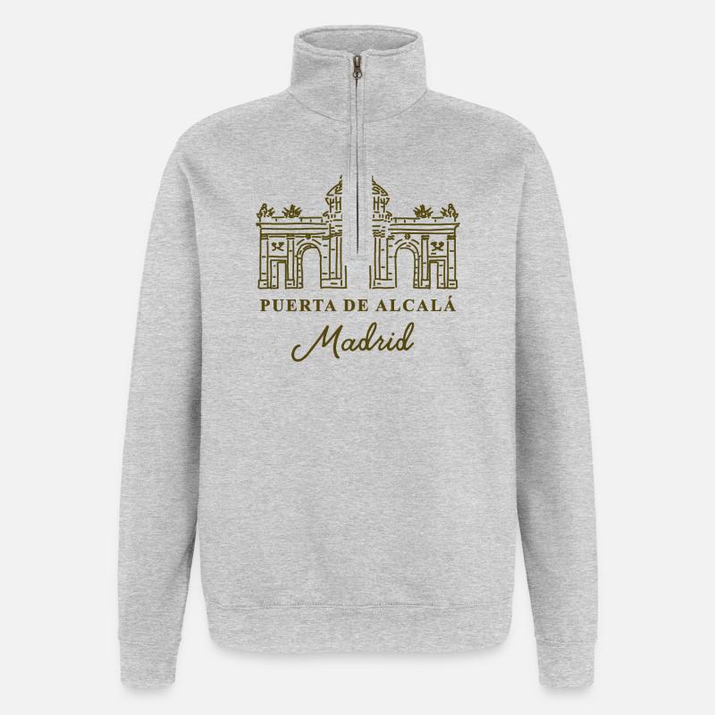 Puerta de Alcalá, Madrid, Spanien - Quarter-Zip-Sweatshirt - Grau meliert