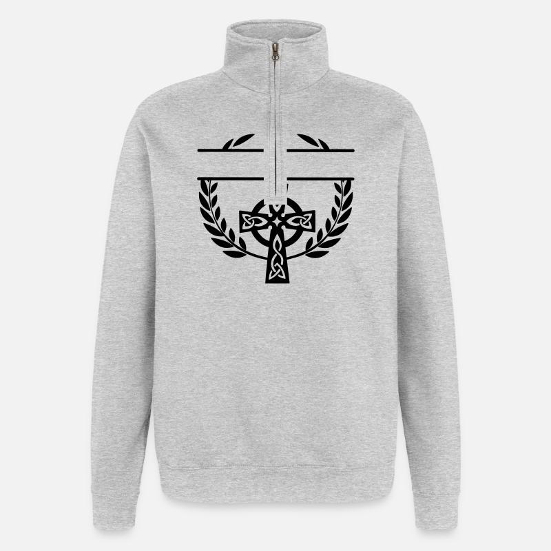Keltisches Kreuzmonogramm - Quarter-Zip-Sweatshirt - Grau meliert