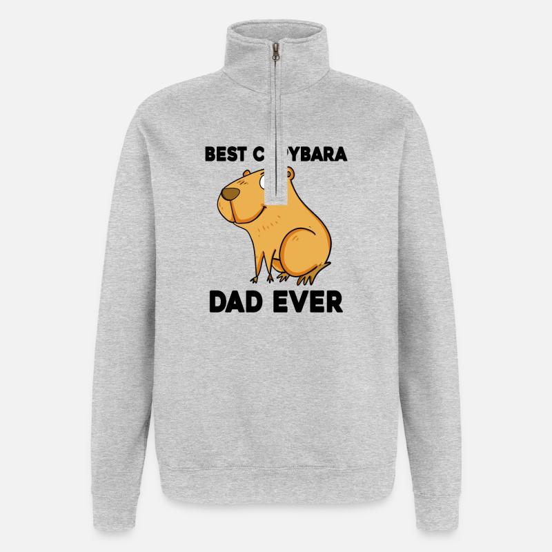 Capybara Father Capybara Capybara Pig - Quarter-Zip Sweatshirt - heather grey